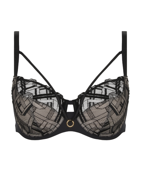 Chantelle 21S1 Black Graphic Support Underwire Bra myselflingerie.com