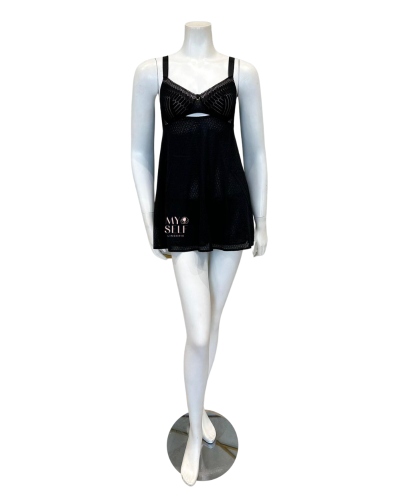 Montelle 9544 Black/Moonshell Simple Pleasures Balconette Chemise myselflingerie.com