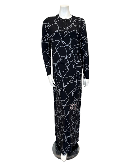 Velvet AJ1829 Black Silver Swirl Print Modal Nursing Nightgown myselflingerie.com