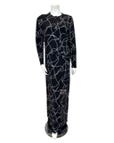 Velvet Black Silver Swirl Print Modal Nursing Nightgown