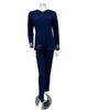 Oh! Zuza M4141 Navy Swirl Design Lace V Neck Modal Pajamas Set myselflingerie.com