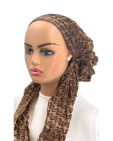 Ahead P2176-24 Bronze Flocked Herringbone Pre-Tied Bandanna myselflingerie.com