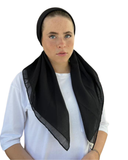 Scarf Bar Solid Black Cotton Classic Pre-Tied Bandanna with Full Grip  myselflingerie.com