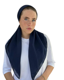 Scarf Bar Solid Navy Cotton Classic Pre-Tied Bandanna with Full Grip  myselflingerie.com