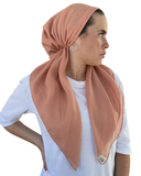 Scarf Bar Solid Peach Cotton Classic Pre-Tied Bandanna with Full Grip