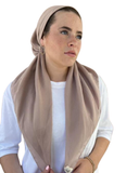 Scarf Bar Solid Taupe Cotton Classic Pre-Tied Bandanna with Full Grip myselflingerie.com