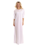 N5010-23A White Wavy Debossed Button Down Cotton Nightgown