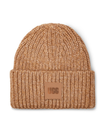 UGG 20061 Camel Chunky Rib Knit Beanie with Logo myselflingerie.com