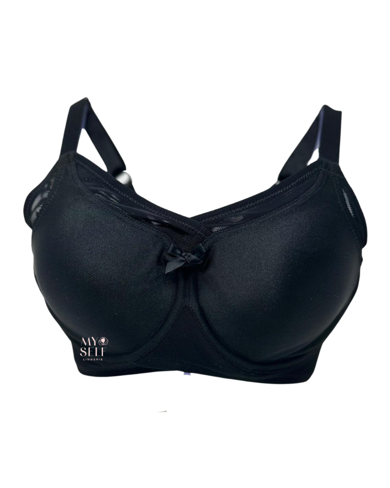 Abergele D002 Black Bandeau Seamless Minimizer Underwire Bra myselflingerie.com
