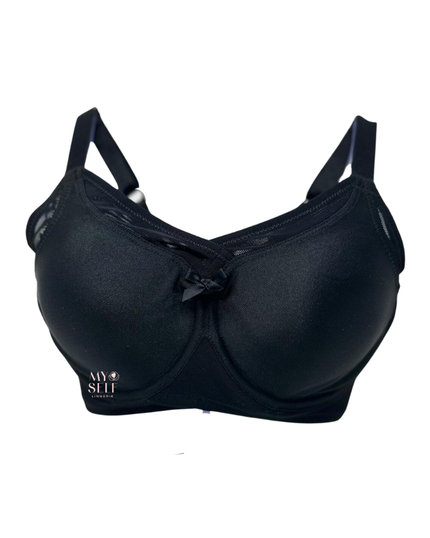Abergele D002 Black Bandeau Seamless Minimizer Underwire Bra myselflingerie.com