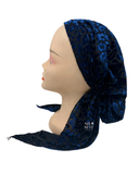 Ahead Blue Leopard Velour Pre-Tied Bandanna