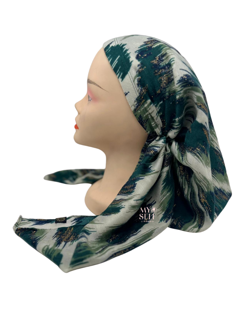 Cherie SP273GN Green Metallic Design Pre-Tied Open Back Bandanna myselflingerie.com