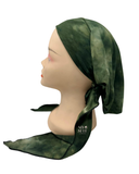 BUL719 Olive Green Tie Dye Unlined Pre-Tied Bandanna