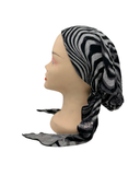 BUL763 Black & Grey Swirl Lined Pre-Tied Bandanna