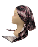 BUL679 Pink & Black Reptile Unlined Pre-Tied Bandanna