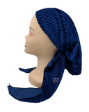 BL389 Cobalt Blue Velvet Lines Lined Pre-Tied Bandanna