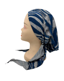 BUL761 Blue & Grey Swirl Lined Pre-Tied Bandanna