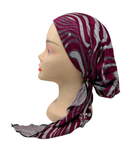 BUL762 Fuchsia & Grey Swirl Lined Pre-Tied Bandanna