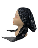 BUL771 Black & Grey Leopard Unlined Pre-Tied Bandanna