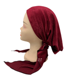 BUL670 Burgundy Corduroy Velour Unlined Pre-Tied Bandanna