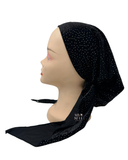 BUL750 Dots Black Velvet Unlined Pre-Tied Bandanna