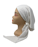 BL768 White Jacquard Embossed Lined Pre-Tied Bandanna