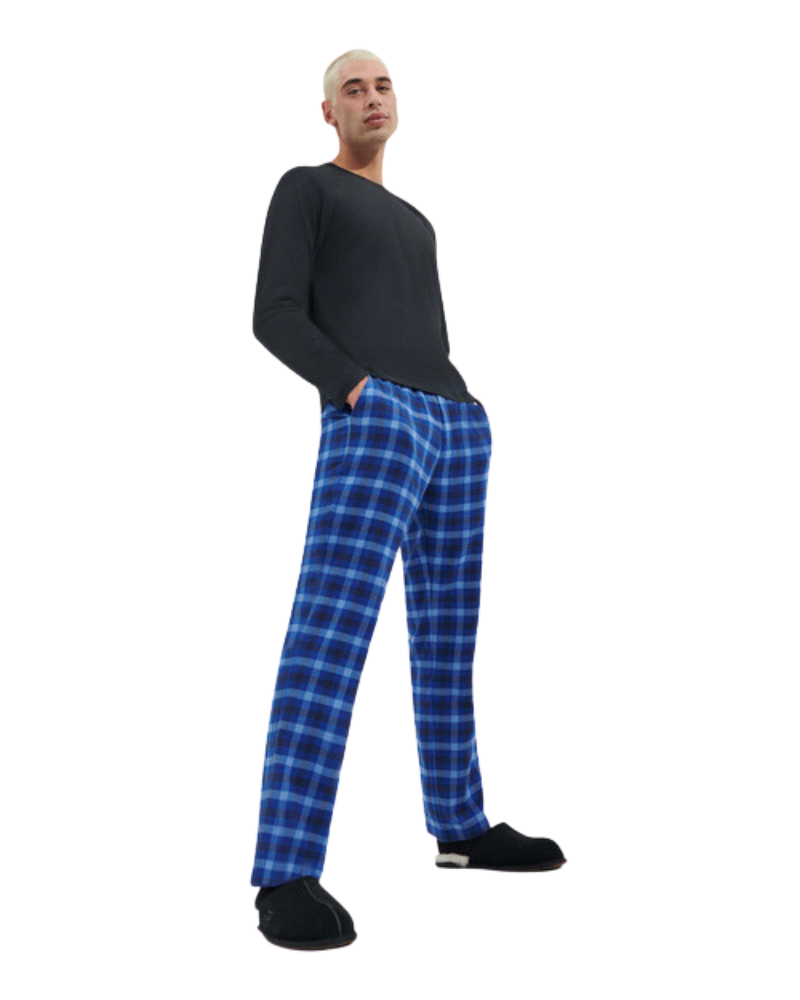 UGG 1106629 Men s Steiner Pajamas Set in Gift Box Black Azul Check myselflingerie