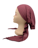 BL672 Mauve Ribbed Lined Pre-Tied Bandanna