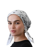 HB166WT White Printed Pre-Tied Bandanna