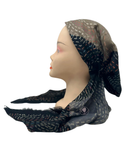 SG Black/Grey Combo Geometric Print Adjustable Pre-Tied Bandanna with Small Velvet Grip