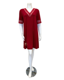 Oh! Zuza Red Pepper V Neck Lace Trim Short Sleeve Modal Nightshirt