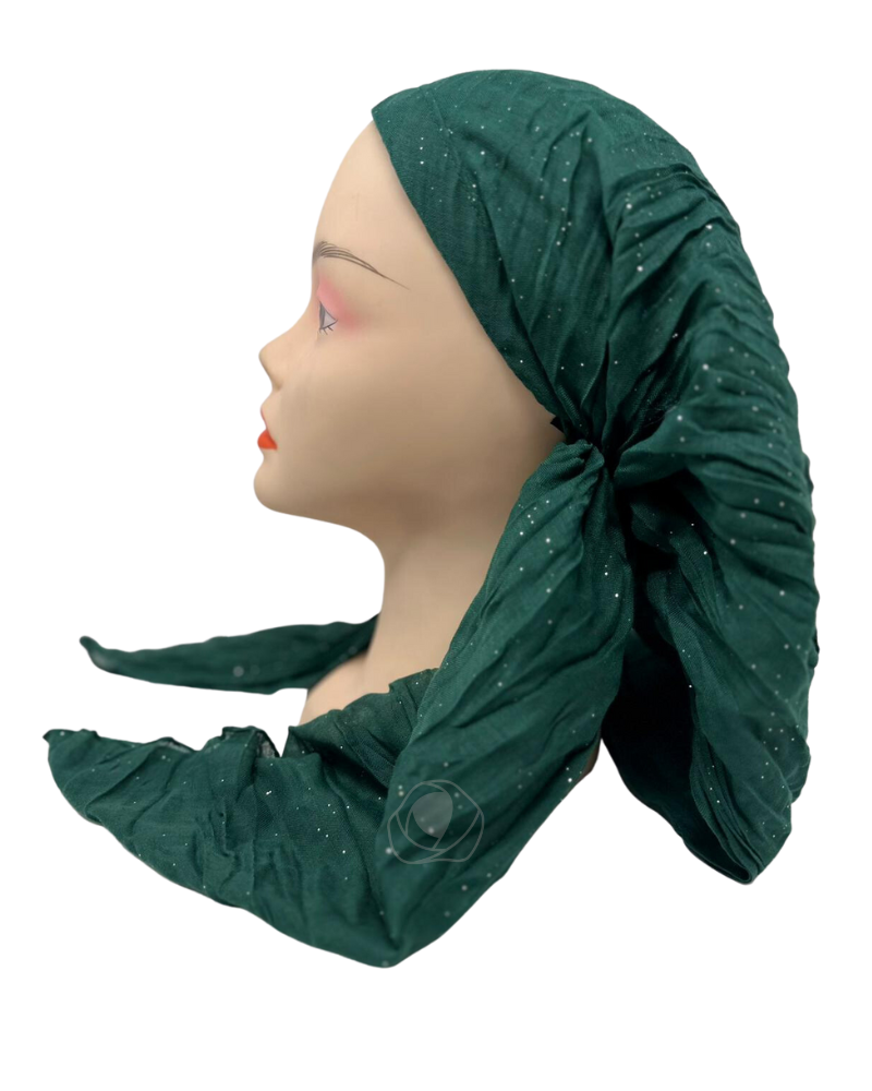 Cherie SP268GN Green Metallic Textured Pre-Tied Open Back Bandanna myselflingerie.com