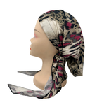 BUL677 Snake Print and Burgundy Unlined Pre-Tied Bandanna