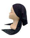 BL699F Black/Fuchsia Linear Lined Pre-Tied Bandanna