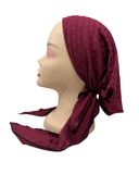 BUL694 Burgundy Jacquard Waves Unlined Pre-Tied Bandanna