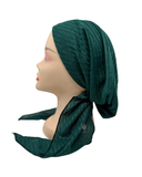 Triple Up BL740 Hunter Green Ribbed Knit Lined Pre-Tied Bandanna myselflingerie.com