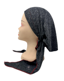 BUL356 Heather Grey w/ Red Trim Unlined Pre-Tied Bandanna