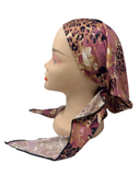 BUL583 Mauve Leopard Unlined Pre-Tied Bandanna