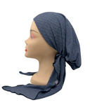 BUL716 Heather Blue Ribbed Unlined Pre-Tied Bandanna