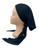 BUL593 Black Ribbed Supersoft Unlined Pre-Tied Bandanna