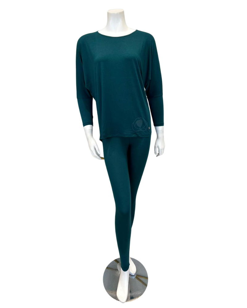 3049-R Emerald Round Neck Modal Pajamas Set