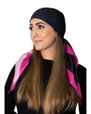 Tie Ur Knot Black / Hot Pink Border Adjustable Pre-Tied Bandanna with Full Non Slip Grip