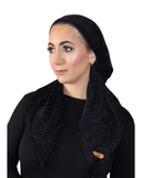 Tie Ur Knot Crushed Velvet Black Adjustable Pre-Tied Bandanna with Full Non Slip Grip