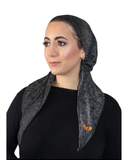 Tie Ur Knot Crushed Velvet Charcoal Adjustable Pre-Tied Bandanna with Full Non Slip Grip