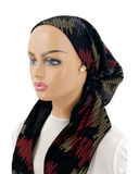 IT2219-24 Black/Burgundy Valencia Pre-Tied Bandanna