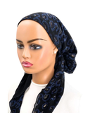 IT2250-24 Black/Blue Rhapsody Pre-Tied Bandanna