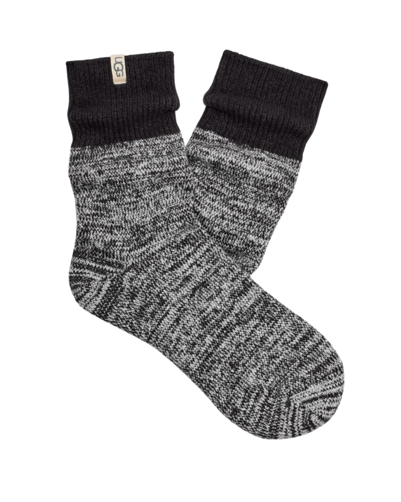 1153340 Black Rib Knit Slouchy Quarter Socks
