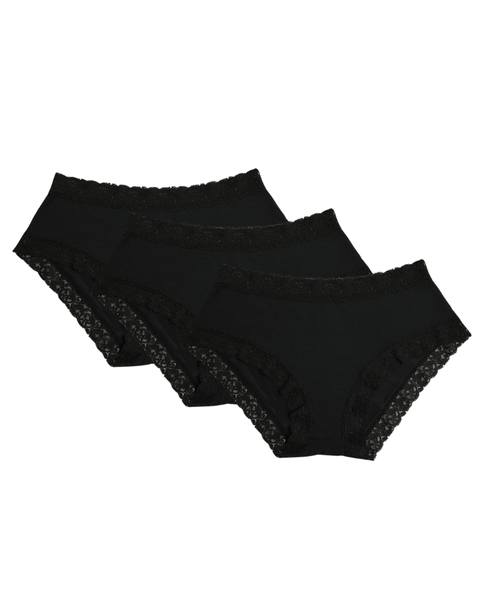 SHE Black Modal Lace Bikinis 3 Pack