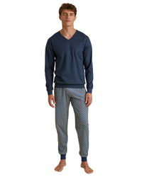 Calida 47687 #792 Relax Imprint Men's 100% Cotton Pajamas Set with Cuff myselflingerie.com