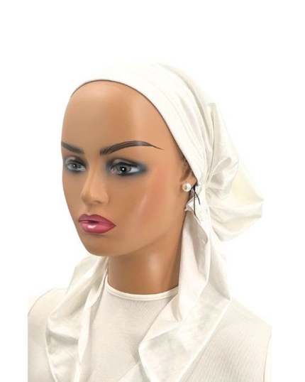 Ahead P2209-24 White Lustrious Pre-Tied Bandanna myselflingerie.com